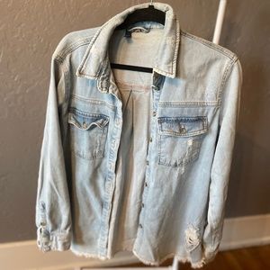 Anthropologie PILCRO distressed denim shacket